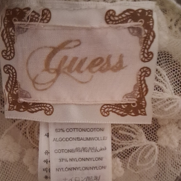 Guess Y2k Giorgeous Sheer Cream Lace Blouse Size XL 16 Juniors - Picture 16 of 16